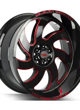 Off-Road Monster M07 Series Gloss Black w/ CNC Candy Red Tinted Clear Wheel 24x12 8x165.1 -44mm                                     - M07412865N44GBMLR - Image 2