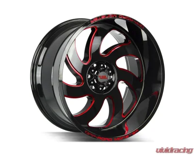 Off-Road Monster M07 Series Gloss Black w/ CNC Candy Red Tinted Clear Wheel 24x12 6x139.7 -44mm - M07412639N44GBMLR