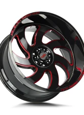 Off-Road Monster M07 Series Gloss Black w/ CNC Candy Red Tinted Clear Wheel 24x12 6x139.7 -44mm                                     - M07412639N44GBMLR - Image 2