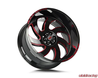 Off-Road Monster M07 Series Gloss Black w/ CNC Candy Red Tinted Clear Wheel 20x10 5x127 | 5x5 -19mm - M070527N19GBMLR