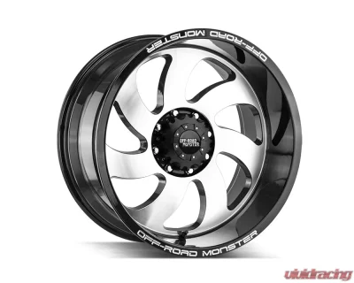 Off-Road Monster M07 Series Gloss Black Machined Face Wheel 22x12 -44mm - M07212000N44GBM