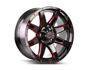 Off-Road Monster M08 Series Gloss Black w/ CNC Candy Red Tinted Clear Wheel 20x9 5x127 | 5x5 0mm