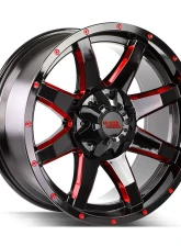 Off-Road Monster M08 Series Gloss Black w/ CNC Candy Red Tinted Clear Wheel 20x9 5x127 | 5x5 0mm                                     - M08052700GBMLR - Image 2