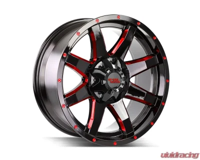 Off-Road Monster M08 Series Gloss Black w/ CNC Candy Red Tinted Clear Wheel 20x9 6x135/6x139.7 0mm - M08060702GBMLR