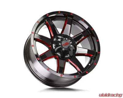 Off-Road Monster M08 Series Gloss Black w/ CNC Candy Red Tinted Clear Wheel 20x9 6x135/6x139.7 0mm - M08060702GBMLR