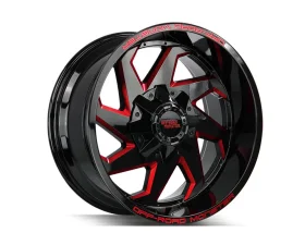 Off-Road Monster M09 Series Gloss Black w/ CNC Candy Red Tinted Clear Wheel 20x10 6x135/6x139.7 -12mm