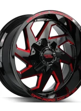 Off-Road Monster M09 Series Gloss Black w/ CNC Candy Red Tinted Clear Wheel 20x10 6x135/6x139.7 -12mm                                     - M090607N12GBMLR - Image 2