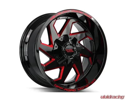 Off-Road Monster M09 Series Gloss Black w/ CNC Candy Red Tinted Clear Wheel 20x10 6x135/6x139.7 -12mm - M090607N12GBMLR