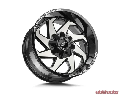 Off-Road Monster M09 Series Gloss Black Machined Face Wheel 20x10 -12mm - M090000N12GBM