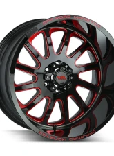 Off-Road Monster M17 Series Gloss Black w/ CNC Candy Red Tinted Clear Wheel 20x10 8x165.1 -19mm                                     - M170865N19GBMLR - Image 2