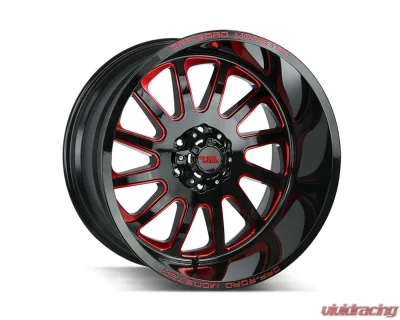 Off-Road Monster M17 Series Gloss Black w/ CNC Candy Red Tinted Clear Wheel 17x9 6x139.7 0mm - M17763900GBMLR