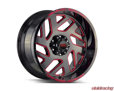 Off-Road Monster M19 Series Gloss Black w/ CNC Candy Red Tinted Clear Wheel 20x10 6x139.7 -19mm - M190639N19GBMLR