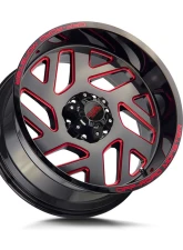 Off-Road Monster M19 Series Gloss Black w/ CNC Candy Red Tinted Clear Wheel 22x12 -44mm                                     - M19212000N44GBMLR - Image 2