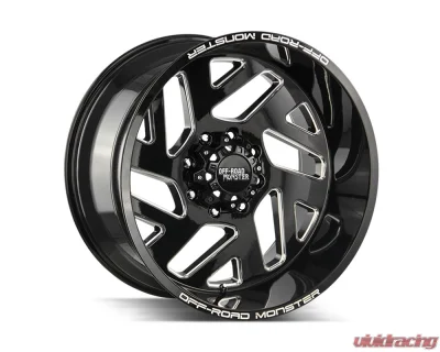 Off-Road Monster M19 Series Gloss Black w/ CNC Machined Accents Wheel 22x12 6x139.7 -44mm - M19212639N44GBML