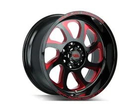 Off-Road Monster M22 Series Gloss Black w/ CNC Candy Red Tinted Clear Wheel 20x10 5x127 | 5x5 -19mm