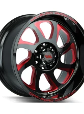 Off-Road Monster M22 Series Gloss Black w/ CNC Candy Red Tinted Clear Wheel 20x10 5x127 | 5x5 -19mm                                     - M220527N19GBMLR - Image 2