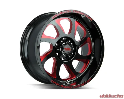 Off-Road Monster M22 Series Gloss Black w/ CNC Candy Red Tinted Clear Wheel 22x12 -44mm - M22212000N44GBMLR