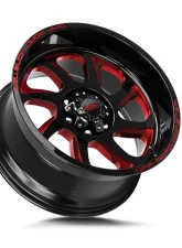 Off-Road Monster M22 Series Gloss Black w/ CNC Candy Red Tinted Clear Wheel 22x12 -44mm                                     - M22212000N44GBMLR - Image 2