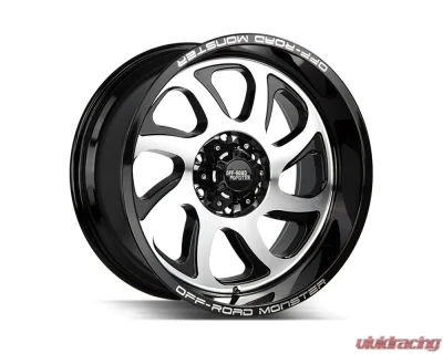 Off-Road Monster M22 Series Gloss Black Machined Face Wheel 22x12 8x165.1 -44mm - M22212865N44GBM