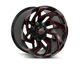 Off-Road Monster M24 Series Gloss Black w/ CNC Candy Red Tinted Clear Wheel 20x10 8x165.1/8x170 -19mm