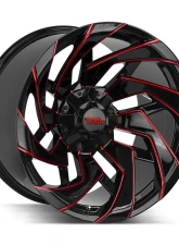 Off-Road Monster M24 Series Gloss Black w/ CNC Candy Red Tinted Clear Wheel 20x10 6x135/6x139.7 -19mm                                     - M240607N19GBMLR - Image 2