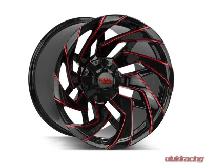 Off-Road Monster M24 Series Gloss Black w/ CNC Candy Red Tinted Clear Wheel 20x10 6x135/6x139.7 -19mm - M240607N19GBMLR