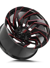 Off-Road Monster M24 Series Gloss Black w/ CNC Candy Red Tinted Clear Wheel 20x10 6x135/6x139.7 -19mm                                     - M240607N19GBMLR - Image 2
