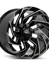Off-Road Monster M24 Series Gloss Black w/ CNC Machined Accents Wheel 22x12 8x165.1/8x180 -44mm                                     - M24212885N44GBML - Image 2