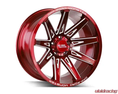 Off-Road Monster M25 Series Candy Red w/ Milled Spokes Wheel 20x10 6x139.7 -19mm - M250639N19RML