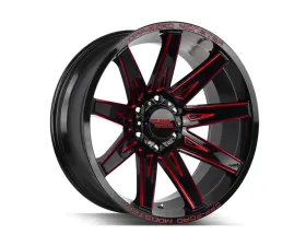 Off-Road Monster M25 Series Gloss Black w/ CNC Candy Red Tinted Clear Wheel 20x10 -19mm