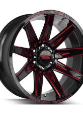 Off-Road Monster M25 Series Gloss Black w/ CNC Candy Red Tinted Clear Wheel 22x12 6x139.7 -44mm                                     - M25212639N44GBMLR - Image 2