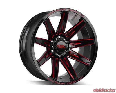 Off-Road Monster M25 Series Gloss Black w/ CNC Candy Red Tinted Clear Wheel 22x12 6x139.7 -44mm - M25212639N44GBMLR