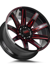 Off-Road Monster M25 Series Gloss Black w/ CNC Candy Red Tinted Clear Wheel 22x12 6x139.7 -44mm                                     - M25212639N44GBMLR - Image 2