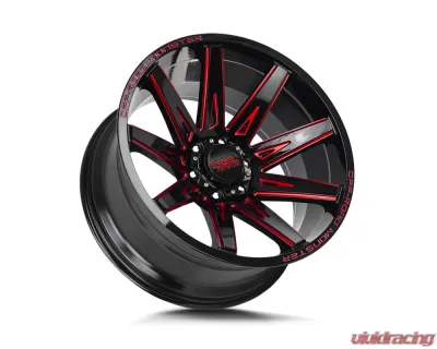 Off-Road Monster M25 Series Gloss Black w/ CNC Candy Red Tinted Clear Wheel 22x12 6x139.7 -44mm - M25212639N44GBMLR