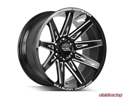 Off-Road Monster M25 Series Gloss Black w/ CNC Machined Accents Wheel 20x10 -19mm - M250000N19GBML