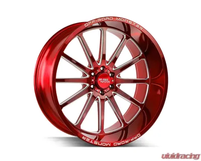 Off-Road Monster M26 Series Candy Red w/ Milled Spokes Wheel 26x12 6x139.7 -44mm - M26612639N44RML