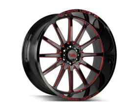 Off-Road Monster M26 Series Gloss Black w/ CNC Candy Red Tinted Clear Wheel 26x12 5x127 | 5x5 -44mm