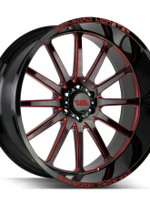 Off-Road Monster M26 Series Gloss Black w/ CNC Candy Red Tinted Clear Wheel 26x12 6x139.7 -44mm                                     - M26612639N44GBMLR - Image 2