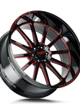 Off-Road Monster M26 Series Gloss Black w/ CNC Candy Red Tinted Clear Wheel 26x12 6x139.7 -44mm                                     - M26612639N44GBMLR - Image 2