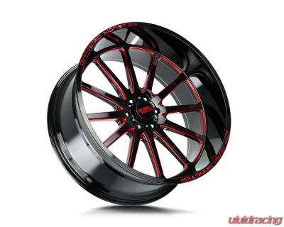 Off-Road Monster M26 Series Gloss Black w/ CNC Candy Red Tinted Clear Wheel 26x12 6x139.7 -44mm - M26612639N44GBMLR