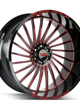 Off-Road Monster M27 Series Gloss Black w/ CNC Candy Red Tinted Clear Wheel 26x12 6x139.7 -44mm                                     - M27612639N44GBMLR - Image 2