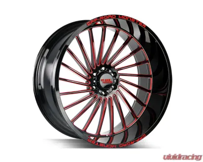 Off-Road Monster M27 Series Gloss Black w/ CNC Candy Red Tinted Clear Wheel 26x12 6x139.7 -44mm - M27612639N44GBMLR