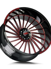 Off-Road Monster M27 Series Gloss Black w/ CNC Candy Red Tinted Clear Wheel 26x12 6x139.7 -44mm                                     - M27612639N44GBMLR - Image 2