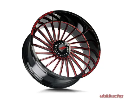Off-Road Monster M27 Series Gloss Black w/ CNC Candy Red Tinted Clear Wheel 26x12 6x139.7 -44mm - M27612639N44GBMLR