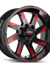 Off-Road Monster M80 Series Gloss Black w/ CNC Candy Red Tinted Clear Wheel 20x12 5x127 | 5x5 | 5x139.7 -44mm                                     - M80012527N44GBMLR - Image 2