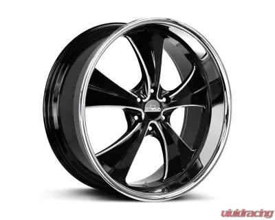 Strada Old Skool Wheel 24x10 5x120 25mm Gloss Black w/CNC Machined Accents / Stainless Steel Chrome Lip - C02452025GBMLSS