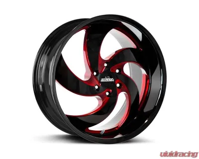 Strada Retro 5 Wheel 22x10 6x139.7 24mm Gloss Black w/CNC Red Tinted Clear - C05263924DGBMLR