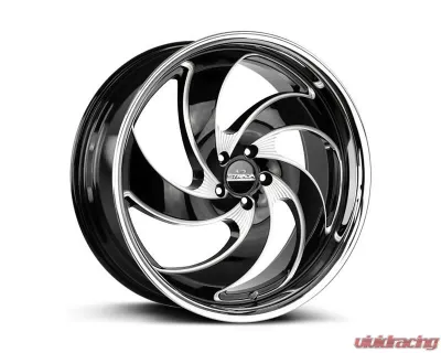 Strada Retro 5 Wheel 22x9 5x115 15mm Gloss Black w/CNC Machined Accents / Stainless Steel Chrome Lip - C05251515GBMLSS
