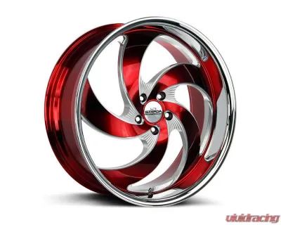 Strada Retro 5 Wheel 22x9 5x120 25mm Candy Red Milled w/Chrome SS Lip - C05252025RMLSS