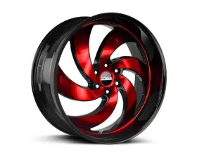 Strada Retro 6 Wheel 26x10 6x139.7 26mm Gloss Black w/Machined Face & Red Tinted Clear